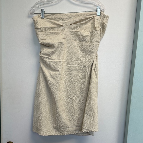 New with tags Mango cream stripe drape Strapless minidress - Picture 3 of 4